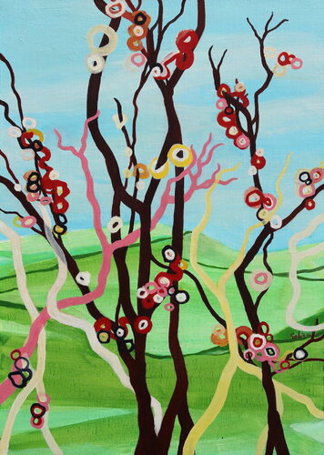 Pêcher en fleur 2 di Vincent Gabin, Pittura in vendita su Singulart