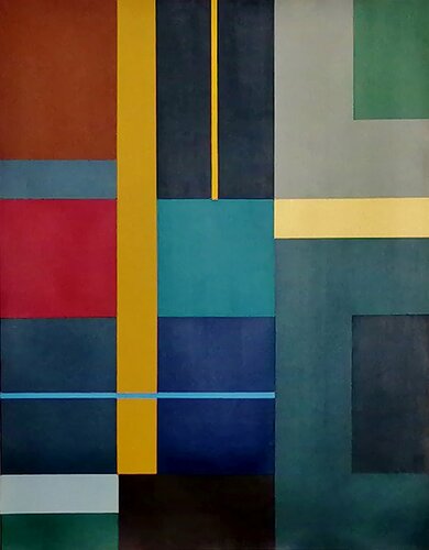 Concrete Composition 22 (For David Novros) par Juan Jose Hoyos Quiles, Œuvre sur papier en vente sur Singulart