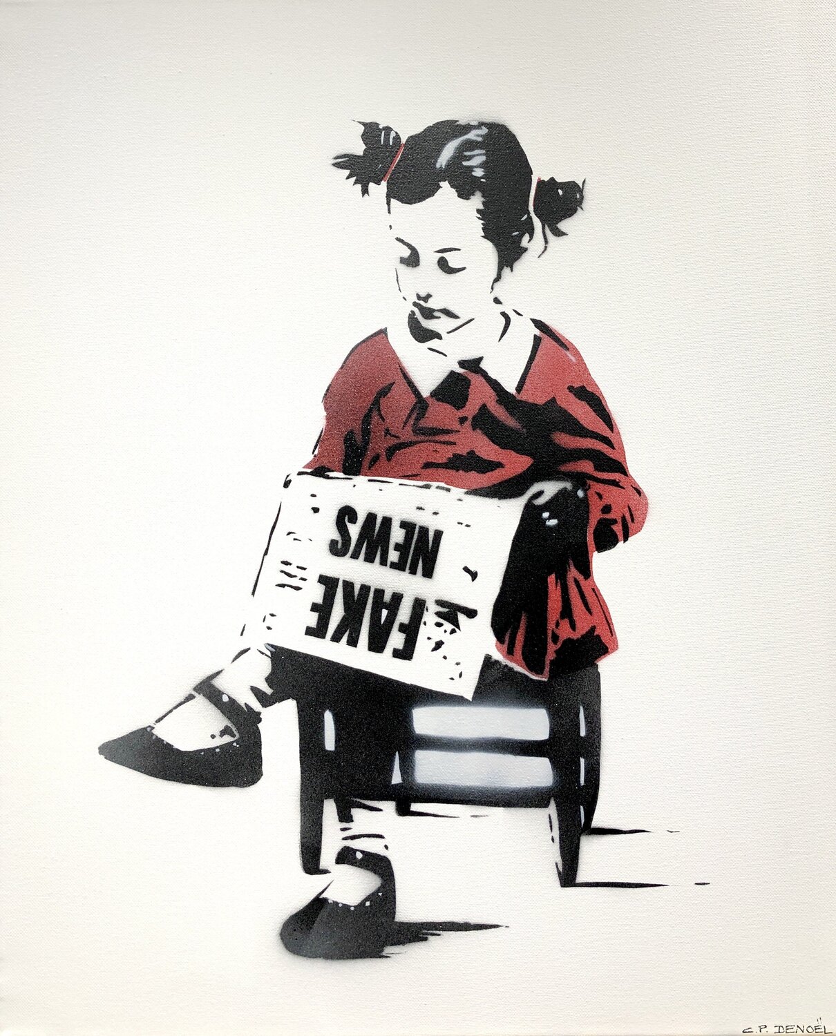 FAKE NEWS by CANNED (2024) : Work on Paper Spray Paint on Canvas