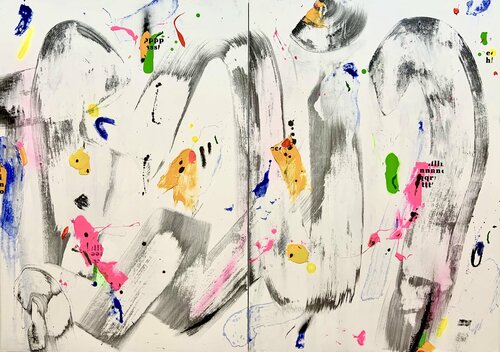 la danza  del viento. Díptico van Ángel Celada, Schilderij te koop op Singulart