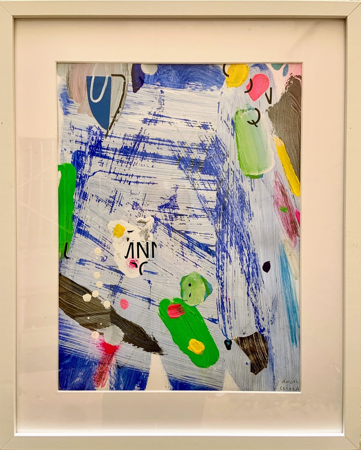 Sinfonía sobre fondo azul nº 4 Ángel Celada Werk auf Papier zu verkaufen