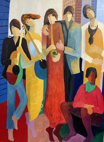 La fiesta en la azotea en Nueva York. de Jenifer Carey, Pintura a la venta en Singulart
