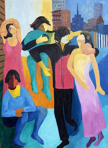 Una fiesta en un azotea de Nueva York II. von Jenifer Carey, Malerei kaufen auf Singulart