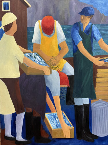 La cofradía de pescadores II van Jenifer Carey, Schilderij te koop op Singulart