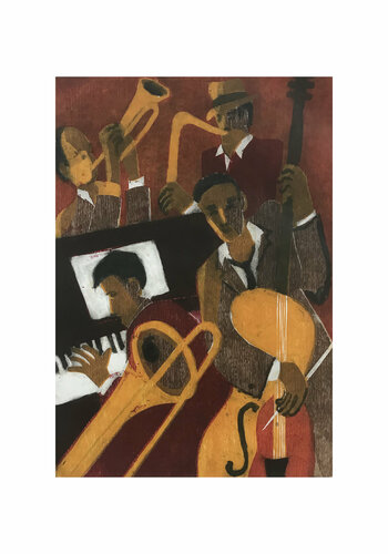 Jazz  cuarteto III by Jenifer Carey, 종이 for Sale on Singulart