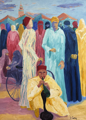 Plaza Fna Gema Marrakesh van Jenifer Carey, Schilderij te koop op Singulart