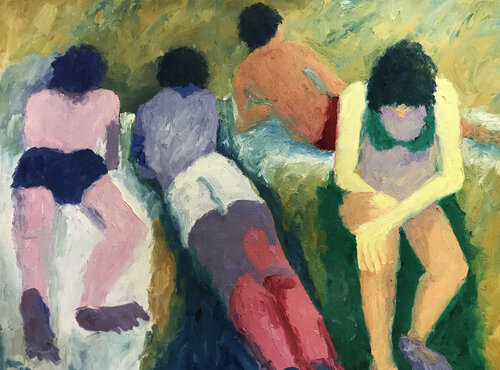 Los chicos en la playa II by Jenifer Carey, Painting for Sale on Singulart
