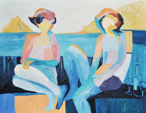 Composición de chicas en Ibiza. von Jenifer Carey, Malerei kaufen auf Singulart