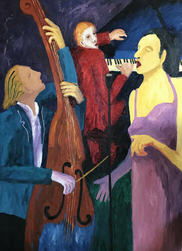 Jazz trio óleo II de Jenifer Carey, Pintura a la venta en Singulart