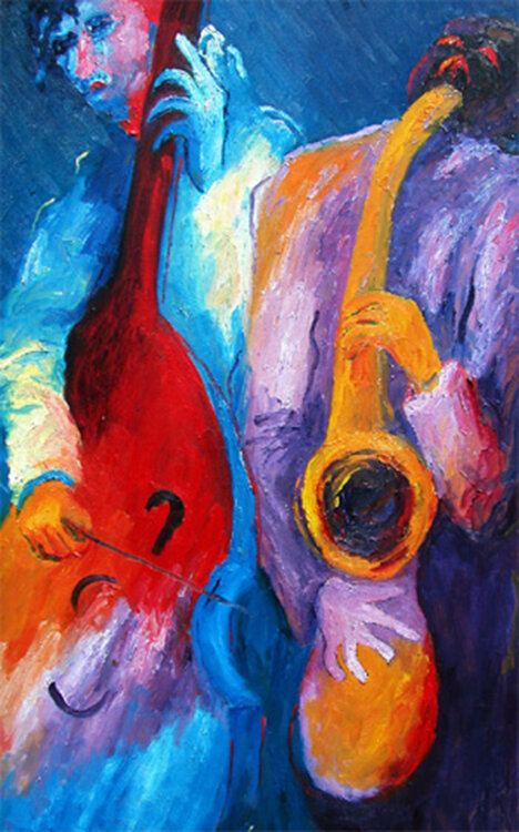 Jazz dueto óleo II Jenifer Carey