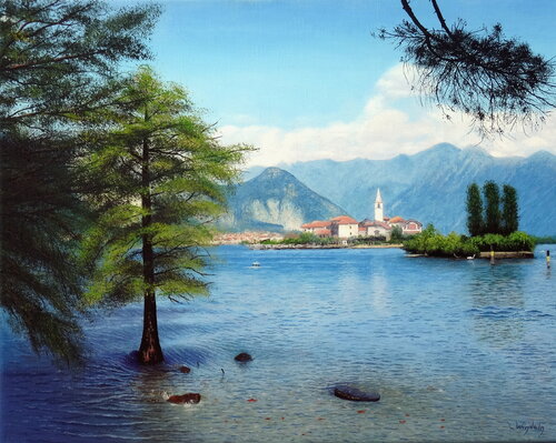 Spätsommer am Lago Maggiore par Leo Windeln, Peinture en vente sur Singulart