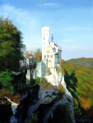 Herbstromantik bei Schloss Lichtenstein par Leo Windeln, Peinture en vente sur Singulart