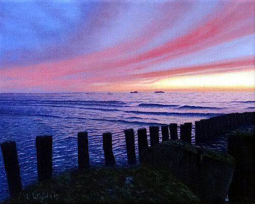 Abendstimmung an der Nordsee van Leo Windeln, Schilderij te koop op Singulart