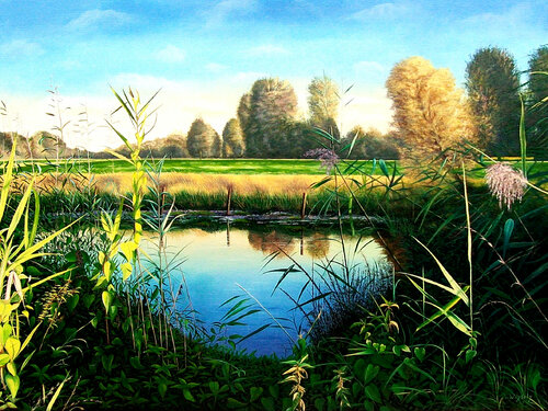 Herbsttag an der Rur par Leo Windeln, Peinture en vente sur Singulart
