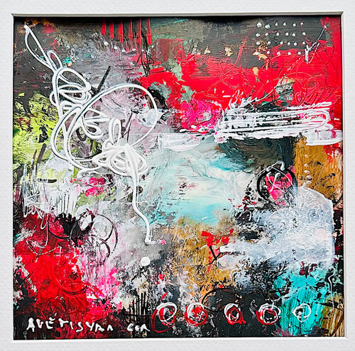 Red and Black Composition van Gor Avetisyan, Schilderij te koop op Singulart