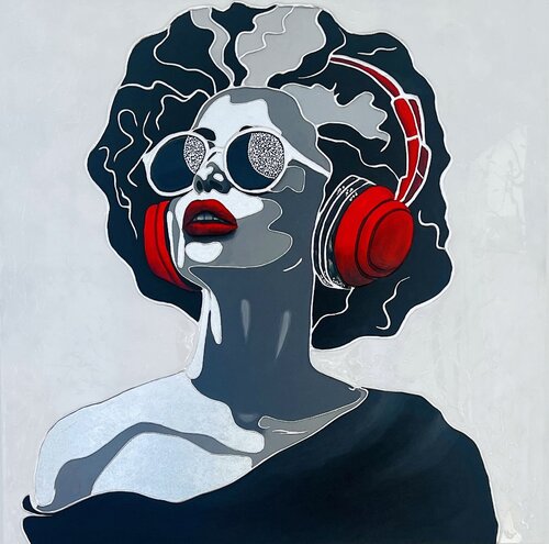 Red, White, Black and Music. Skulptural 3D Painting von Lana Ritter, Malerei kaufen auf Singulart