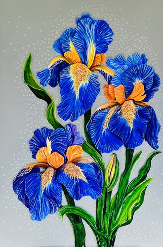Natural Desire. Irises. 3D Painting von Lana Ritter, Malerei kaufen auf Singulart