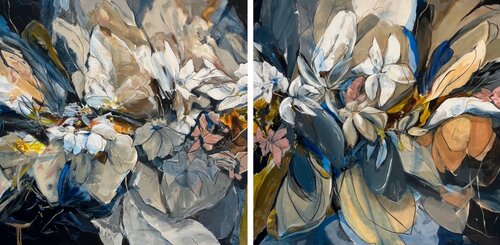 Symphony in Bloom. Diptych von Lana Ritter, Malerei kaufen auf Singulart