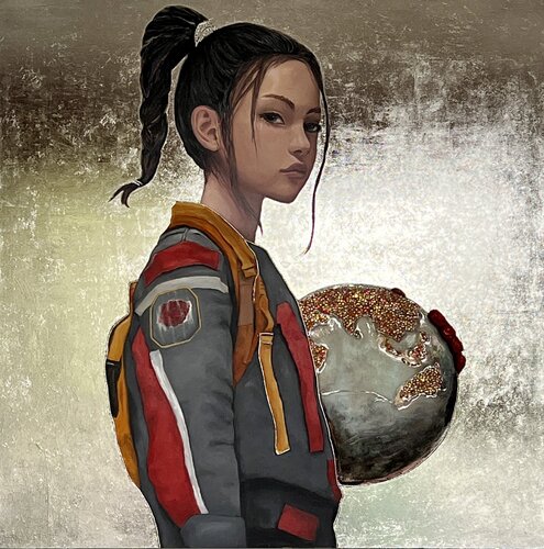 Girl with a Globe by Lana Ritter, 絵画 for Sale on Singulart