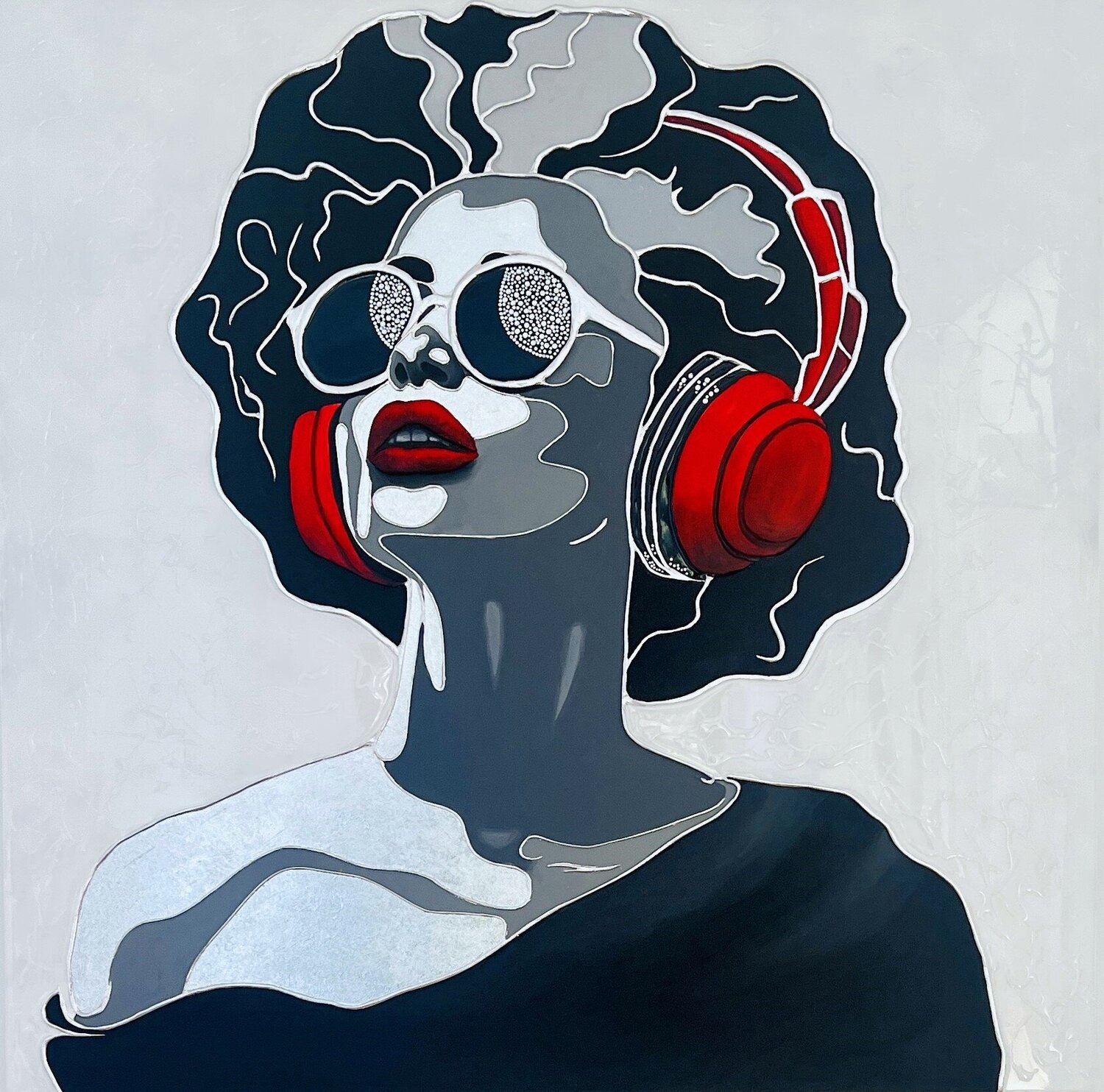 Red, White, Black and Music. Skulptural 3D Painting Lana Ritter Originalgemälde zu verkaufen