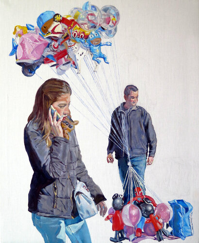 Cuando aún se vendían globos van Jesús Manuel Moreno, Schilderij te koop op Singulart