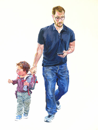 Al salir del cole di Jesús Manuel Moreno, Pittura in vendita su Singulart