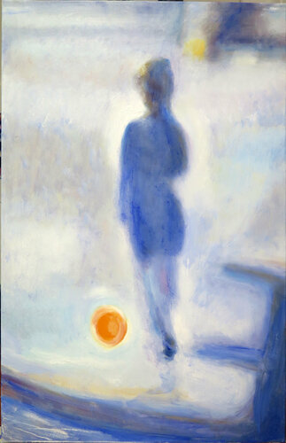 La niña de la pelota naranja by Jesús Manuel Moreno, Painting for Sale on Singulart