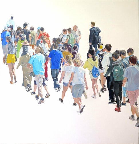 Does anyone know where are we going?/ ¿Alguien sabe a dónde vamos? van Jesús Manuel Moreno, Schilderij te koop op Singulart