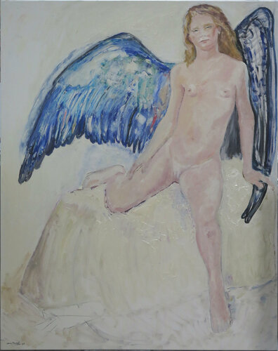 Amor descansando en una piedra de Jesús Manuel Moreno, Pintura a la venta en Singulart