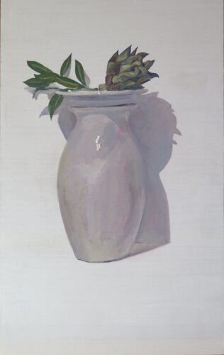 Jarro blanco con vegetales sobre un plato van Jesús Manuel Moreno, Schilderij te koop op Singulart