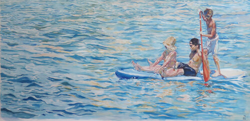 Familia en una tabla de sulf van Jesús Manuel Moreno, Schilderij te koop op Singulart