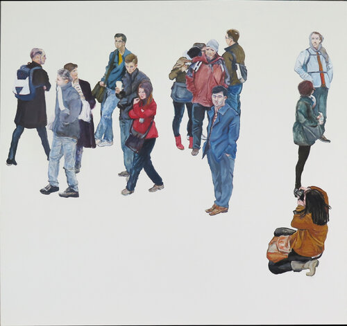 Turistas en Trafalgar Square di Jesús Manuel Moreno, Pittura in vendita su Singulart