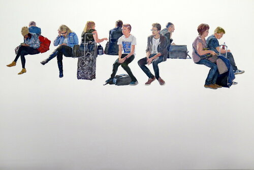 En el banco de la estación Jesús Manuel Moreno