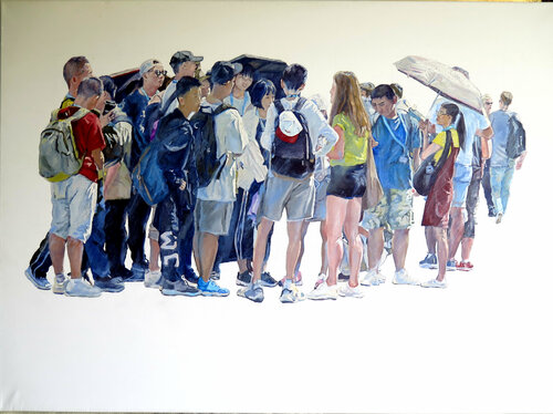 Turistas japoneses par Jesús Manuel Moreno, Peinture en vente sur Singulart
