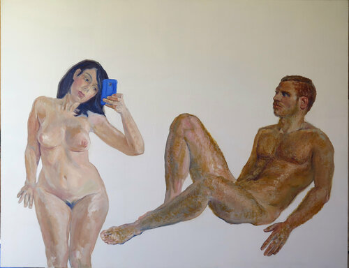 El pintor y la modelo que nos echa una foto von Jesús Manuel Moreno, Malerei kaufen auf Singulart