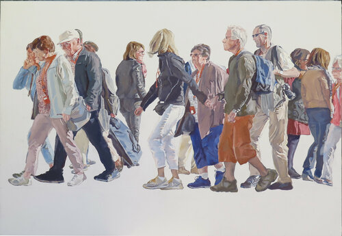 Cuerda de turistas par Jesús Manuel Moreno, Peinture en vente sur Singulart