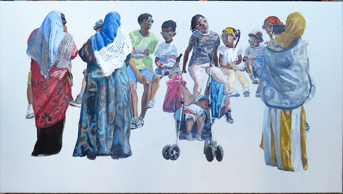Echando fotos a los niños di Jesús Manuel Moreno, Pittura in vendita su Singulart