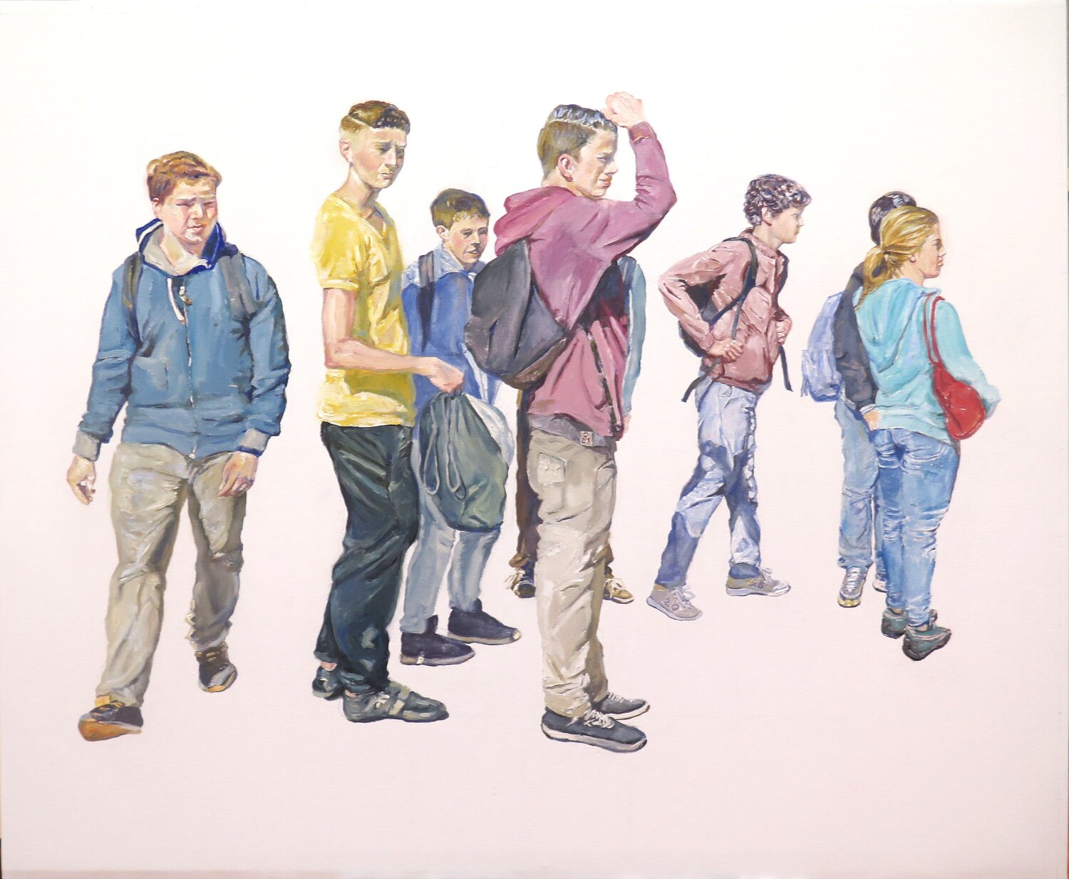 Grupo de adolescentes Jesús Manuel Moreno Original painting for sale