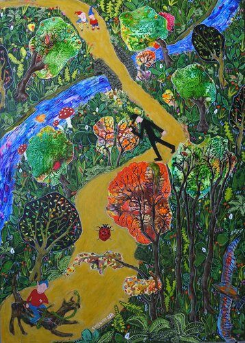 Man With Mobile Phone No. 2: Elves von Michael Gutteridge, Malerei kaufen auf Singulart