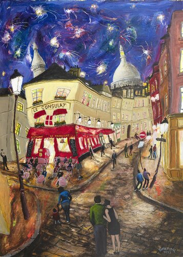 Starry Sky in Montmartre van Michael Gutteridge, Schilderij te koop op Singulart