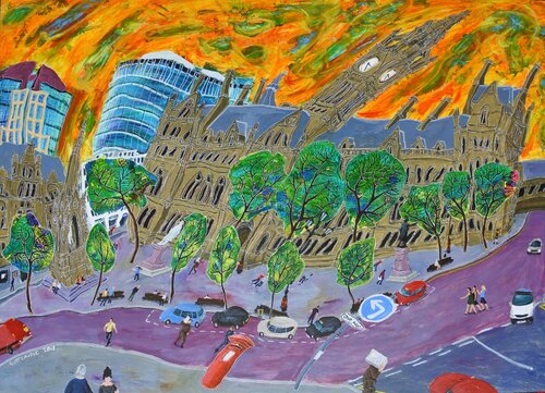Manchester Town Hall and Albert Sq. No. 3 van Michael Gutteridge, Schilderij te koop op Singulart