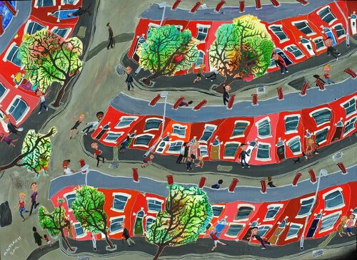 Terraced Houses No. 2 van Michael Gutteridge, Schilderij te koop op Singulart