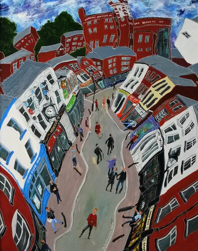 The Underbank (Looking South), Stockport. van Michael Gutteridge, Schilderij te koop op Singulart