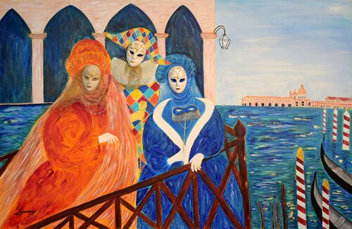 CARNAVAL  A  VENISE van Joëlle Darmon, Schilderij te koop op Singulart