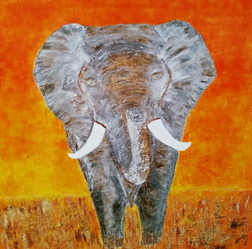L'ELEPHANT von Joëlle Darmon, Malerei kaufen auf Singulart