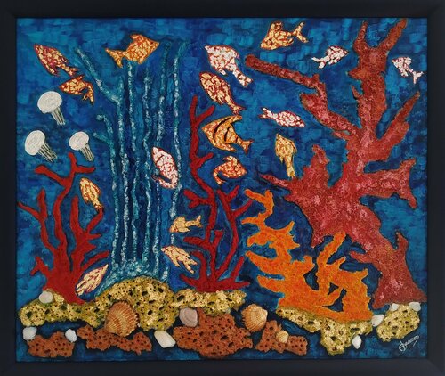 POISSONS ET CORAUX by Joëlle Darmon, Painting for Sale on Singulart