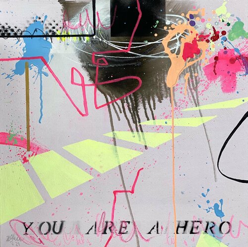 You are a hero II #pink van Bea Schubert, Schilderij te koop op Singulart