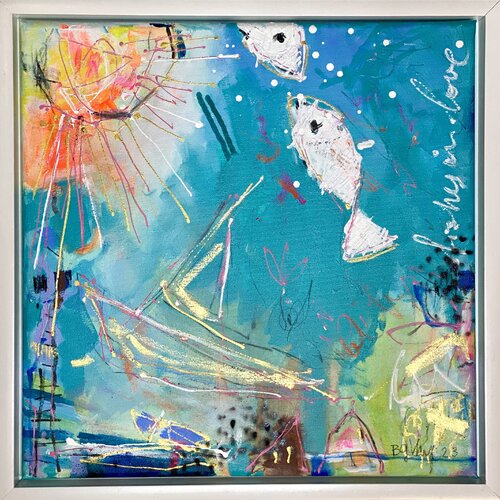 Fishes in Love No.4 (framed) par Bea Schubert, Peinture en vente sur Singulart