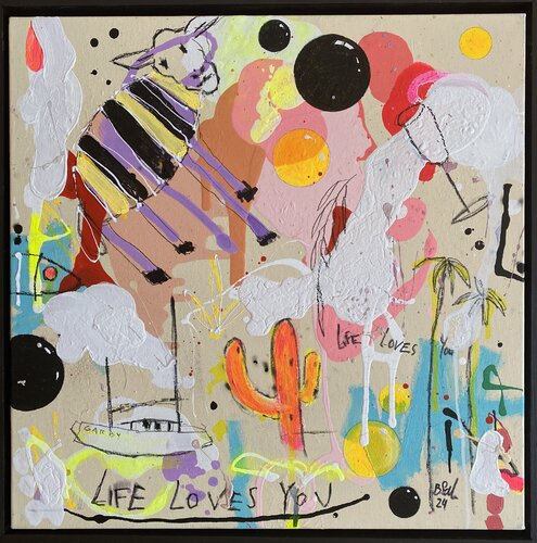 Life Loves You No.3  (framed) par Bea Schubert, Peinture en vente sur Singulart