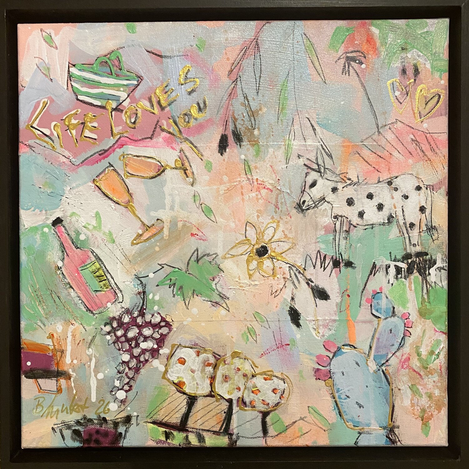 Life loves you No.1/26 framed Bea Schubert Dipinto originale in vendita